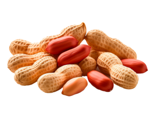 Varios cacahuetes sobre fondo transparente