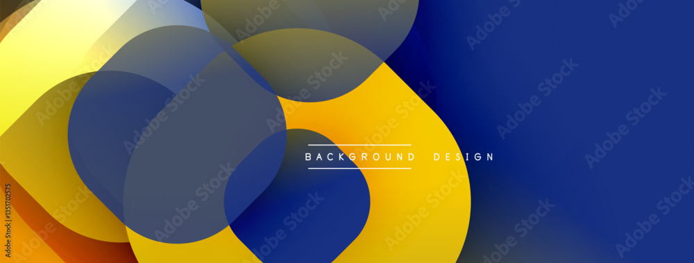 Aufkleber Circular abstract design with overlapping translucent circles and round shapes, blending gradients and smooth curves, creating depth, contrast, and a dynamic visual effect