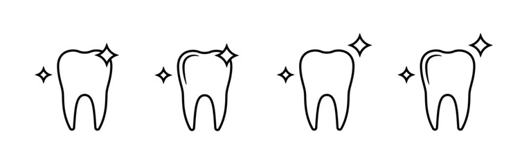 Shiny or healthy teeth icon set. Isolated vector illustration.