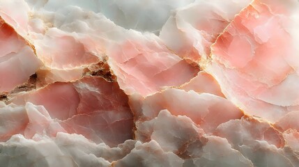 A pink and white stone with a gold border