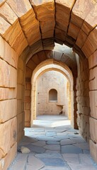 Obraz premium Rough, irregular stone surfaces, varied sizes & shapes, gaps & crevices create uneven arch texture, rustic, rugged