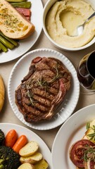 Delicious food on table top view