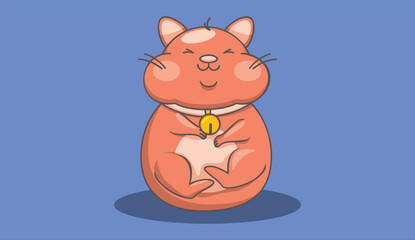 cute cat cartoon or cartoon cat with a big smile with blue background  