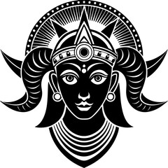 abstract illustration of Ram Navami festival in India black and white silhouette