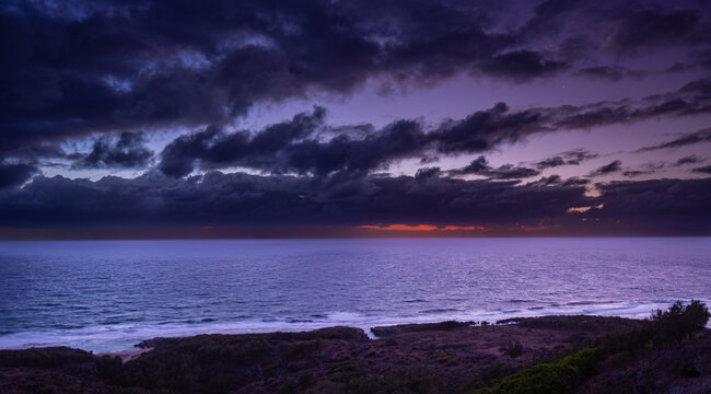 Shot of the East coast of Rodrigues island from Mt Cabris during sunrise