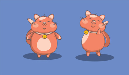 funny cartoon animals or cute cat cartoon or cartoon cat with a big smile with blue background  