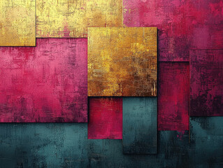 Vibrant abstract artwork featuring glitch-inspired aesthetics and bold color contrasts