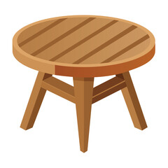 Outdoor Wooden Table on white background