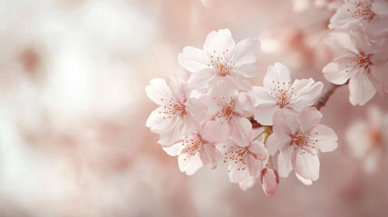 Naklejka premium 柔らかに咲く桜盆栽と春の光