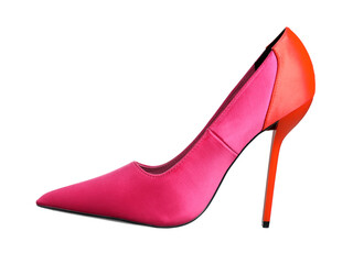 Bright high heeled shoe isolated on white