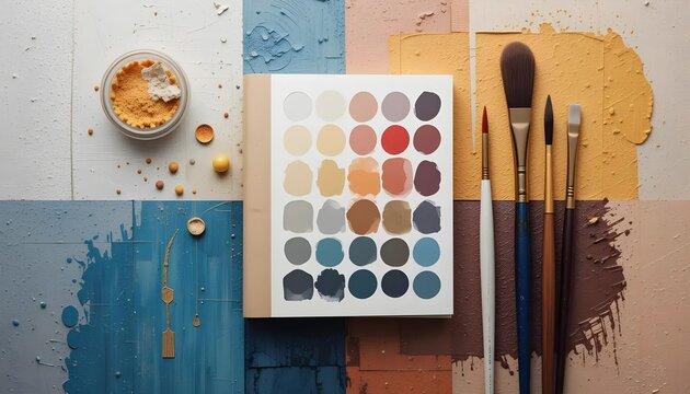 Earthy Tones Paint Swatches and Brushes Flatlay