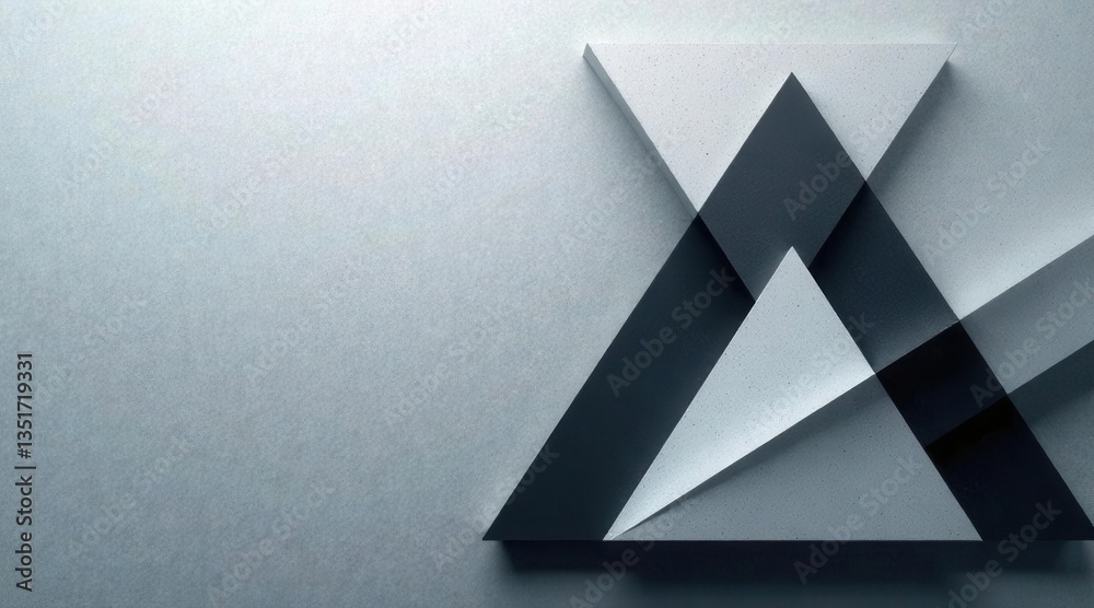 Wall mural abstract gray and black triangle composition featuring overlapping geometric shapes on a textured ba