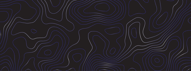 Fototapeta premium Colorful Abstract Topographic Map with Seamless Lines and Geometric Grids, Depicting the Terrain of Sea and Mountains on a Deep Black Background