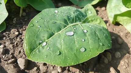 Dewdrops on Tobacco Leaf.