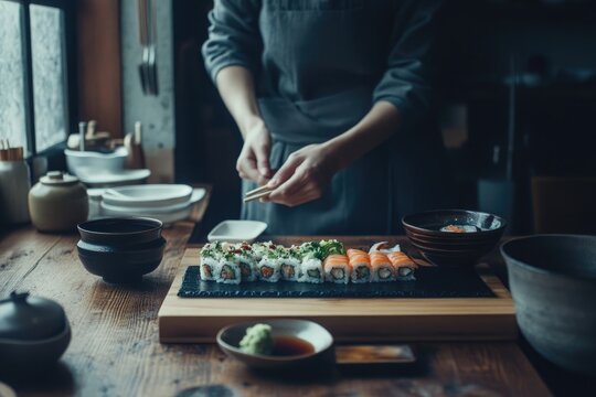 Veg Sushi, cafe theme, delicious