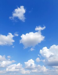 Fototapeta premium Vast, serene blue sky dotted with fluffy white cumulus clouds, clouds, texture