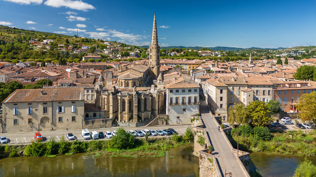 Aerial view of the Picturesque Limoux town in France
