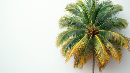 Tropical Palm Tree Against White Wall