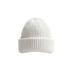 Beanie hat mockup showcases a soft white beanie with ribbed texture, ideal for branding or apparel design projects.