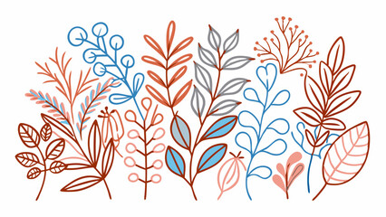 Tropical Foliage Line Art: Elegant line art illustration showcasing the intricate details of tropical foliage with a touch of gold.