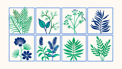 Tropical Foliage Line Art: Elegant line art illustration showcasing the intricate details of tropical foliage with a touch of gold.