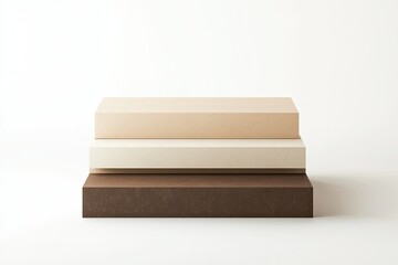 Beige, Cream, Brown Minimalist Three Tiered Rectangular Blocks, Clean Presentation