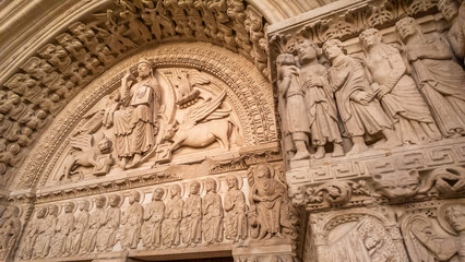 Details of the west portal Saint Trophime Cathedral in Arles, France.