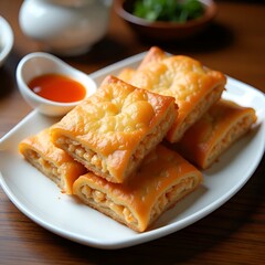 Delicious menbosha on a plate