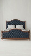 Classic tufted bed on white background 3d rendering