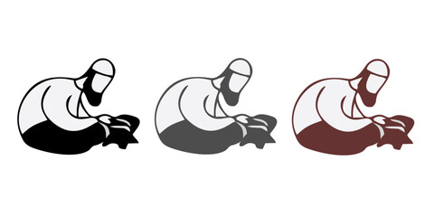 Collection of elements in the oriental style of Ramadan Kareem and Eid Mubarak, Islamic windows, arches, stars and moon, mosque doors, mosque domes and lanterns