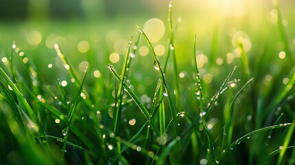 Fototapeta premium green grass with dew