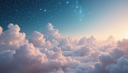 Breathtaking sunrise above the clouds serene sky digital art vibrant colors high altitude dreamy landscape