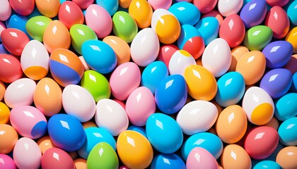 Colorful Pastel Kawaii Eggs Festive Springtime Anime Illustration