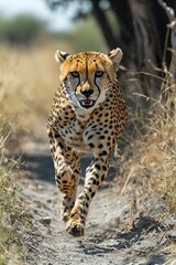 A Cheetah in Motion: Grace and Speed in the African Savanna