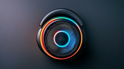 Futuristic headphones with vibrant, colorful LED light rings