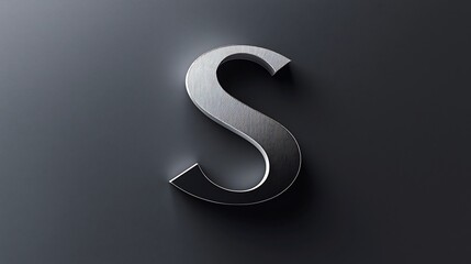 Elegant Metallic Letter S on Dark Gray Background for Typography Design