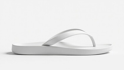 Single white flip-flop isolated on pure white background, simple, minimal
