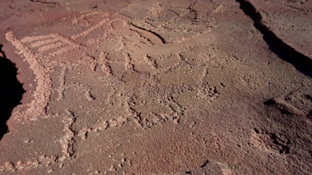 Stone engrave inscription on rock by ancient Nabataens in Tabuk Madina of Saudi Arabia