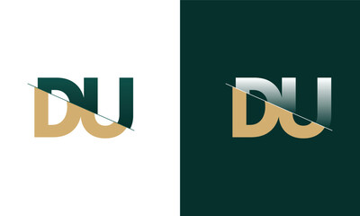 Letter DU and UD cutting and linked logo with Creative monogram logo design