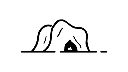 cave symbol , black isolated silhouette