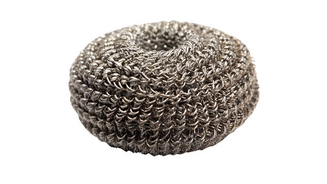 Stainless Steel Scourer Wire Mesh Isolated on Transparent Background