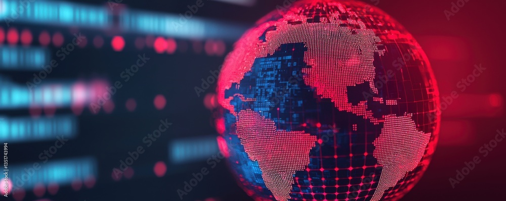 Poster global digital network visualization virtual environment 3d globe rendering cyber space futuristic c