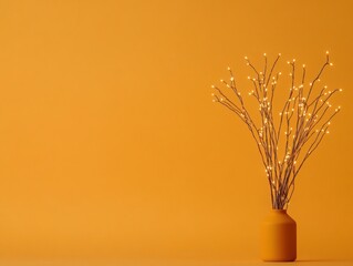 Decorative branches in a vibrant vase.