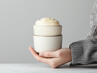 Delicious creamy dessert in a stylish bowl.