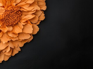 Elegant orange flower against dark background.
