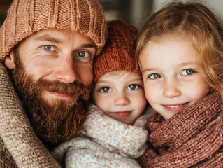 Happy family enjoying winter together.