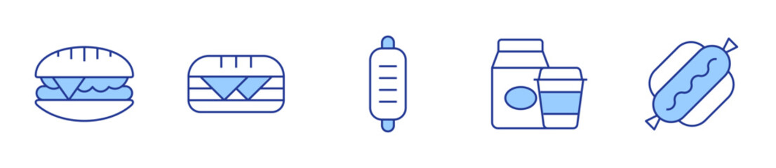 sandwich, hot dog, fast food. Fast food Icon vector illustration. Line Duotone style. Editable stroke