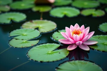 Water lilies forming a floral pattern on a lake's surface, delicate, pattern, natural