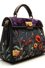 Elegant Handbag with Floral Embroidery