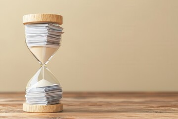 Measuring time with an hourglass home office still life minimalist close-up time management concept